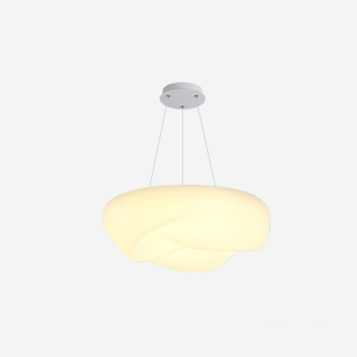 Lustre moderne minimaliste en nuages crème rond en matériel PE LED pour salon 