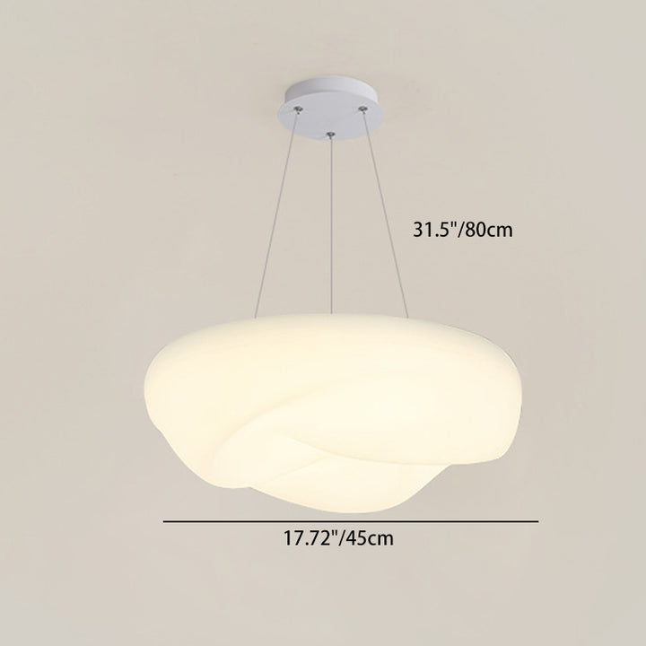 Modern Minimalist Cream Clouds Round PE LED Hardware Chandelier For Living Room