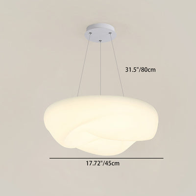 Modern Minimalist Cream Clouds Round PE LED Hardware Chandelier For Living Room