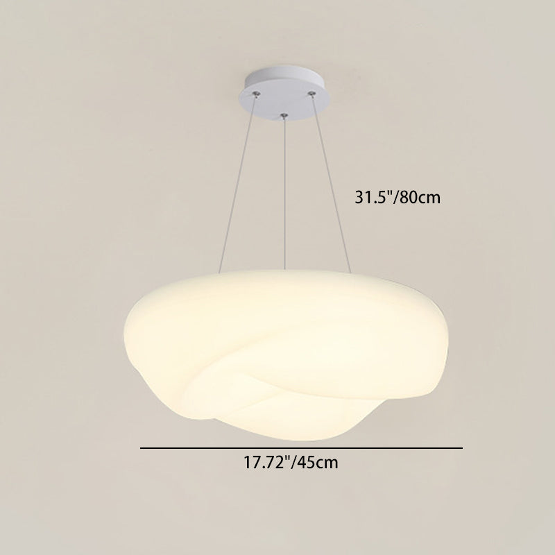 Modern Minimalist Cream Clouds Round PE LED Hardware Chandelier For Living Room