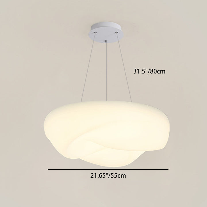 Modern Minimalist Cream Clouds Round PE LED Hardware Chandelier For Living Room