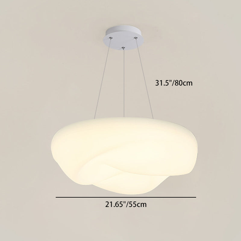 Modern Minimalist Cream Clouds Round PE LED Hardware Chandelier For Living Room