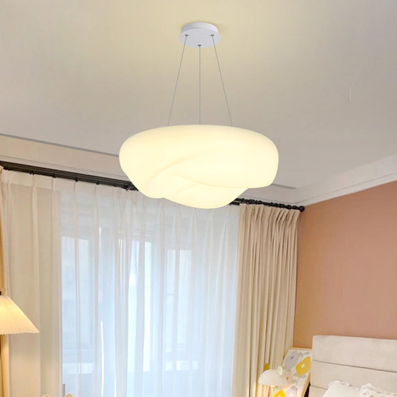 Lustre moderne minimaliste en nuages crème rond en matériel PE LED pour salon 