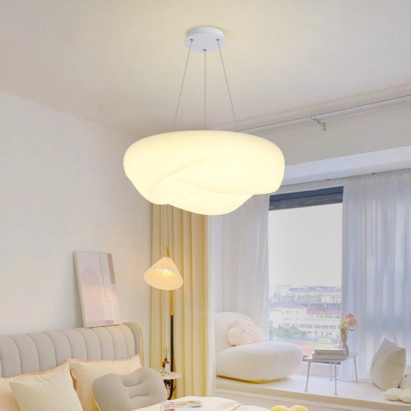 Modern Minimalist Cream Clouds Round PE LED Hardware Chandelier For Living Room