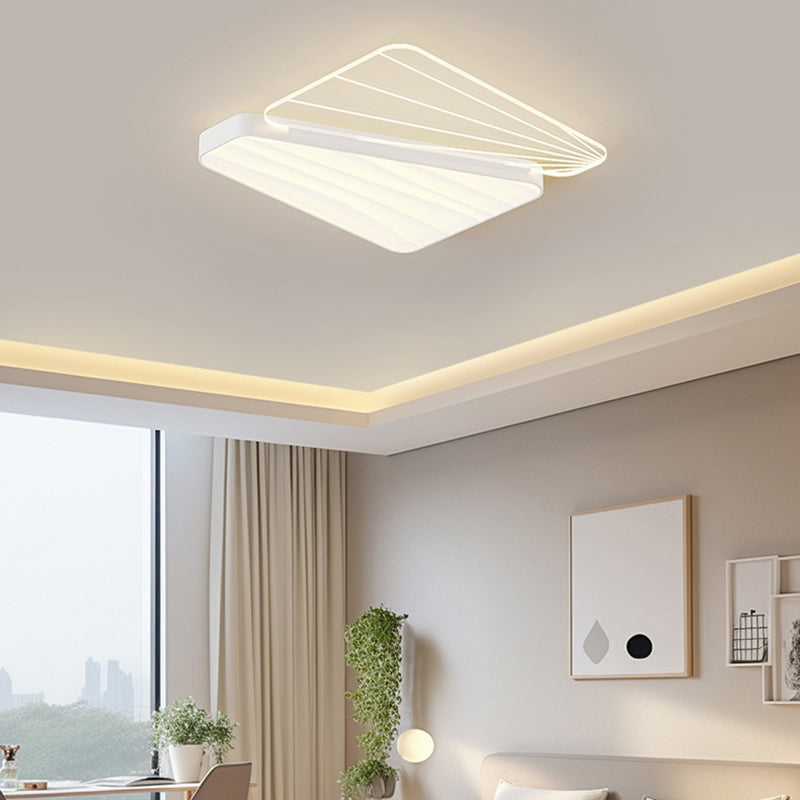 Modern Minimalist Rectangle Square Round Triangle Acrylic Iron LED Flush Mount Ceiling Light For Living Room