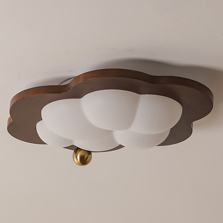 Plafonnier LED en bois massif acrylique fer étoiles nuages vintage traditionnel pour salon 