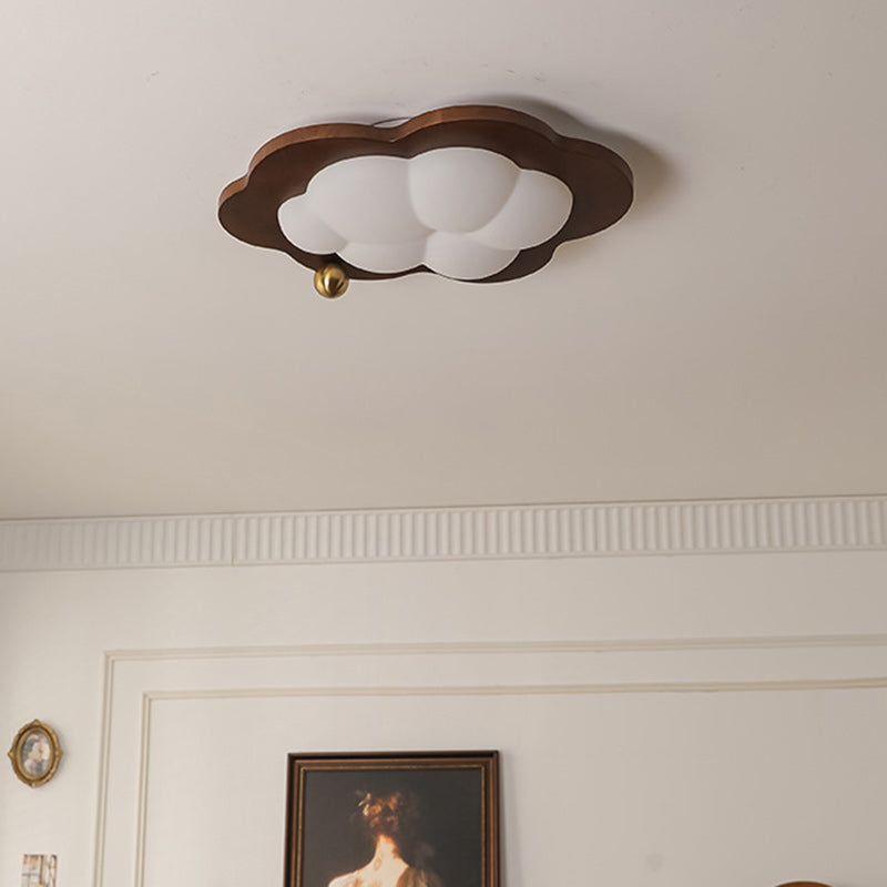 Plafonnier LED en bois massif acrylique fer étoiles nuages vintage traditionnel pour salon 