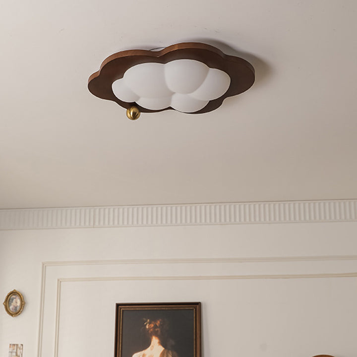 Plafonnier LED en bois massif acrylique fer étoiles nuages vintage traditionnel pour salon 