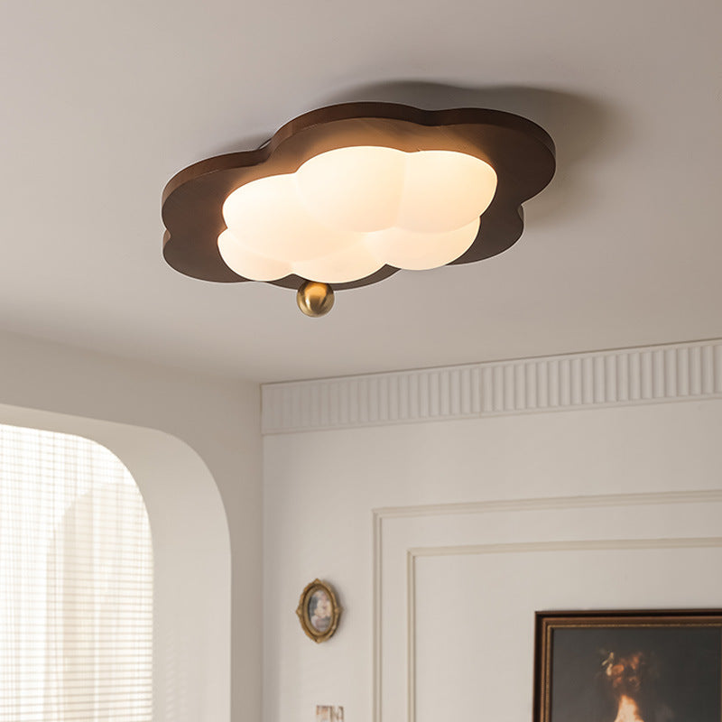 Plafonnier LED en bois massif acrylique fer étoiles nuages vintage traditionnel pour salon 