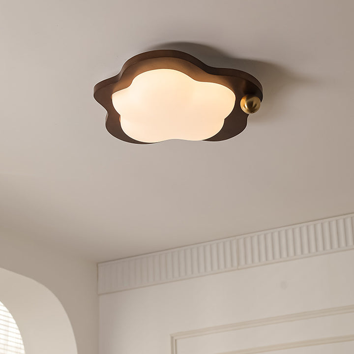 Plafonnier LED en bois massif acrylique fer étoiles nuages vintage traditionnel pour salon 