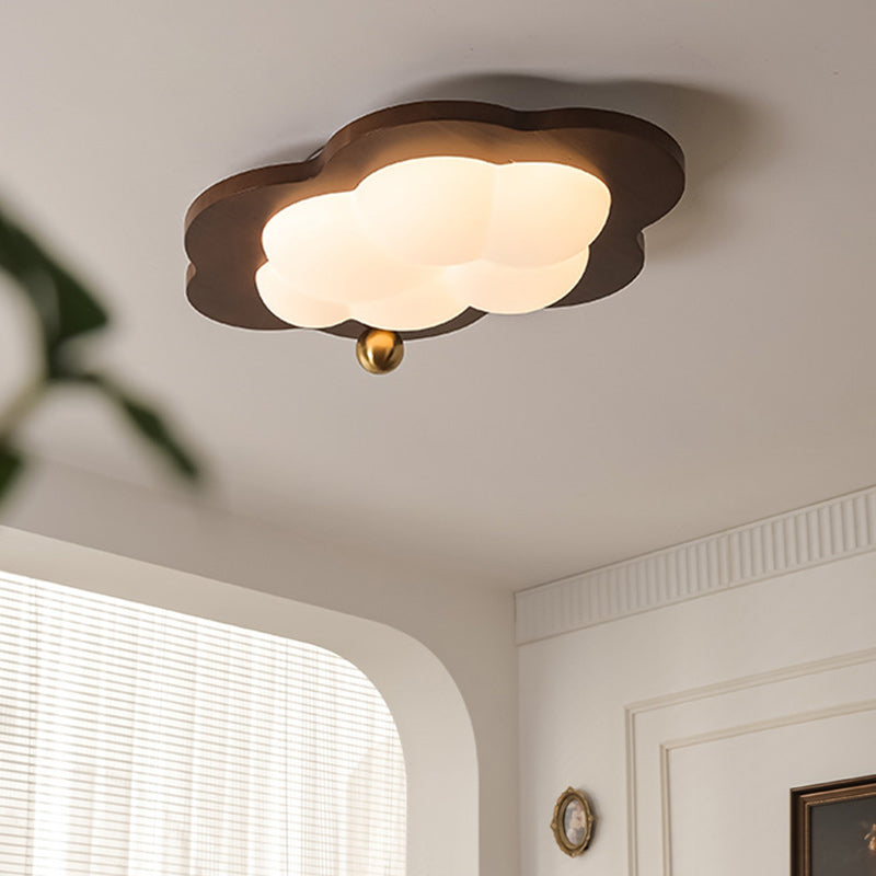 Plafonnier LED en bois massif acrylique fer étoiles nuages vintage traditionnel pour salon 
