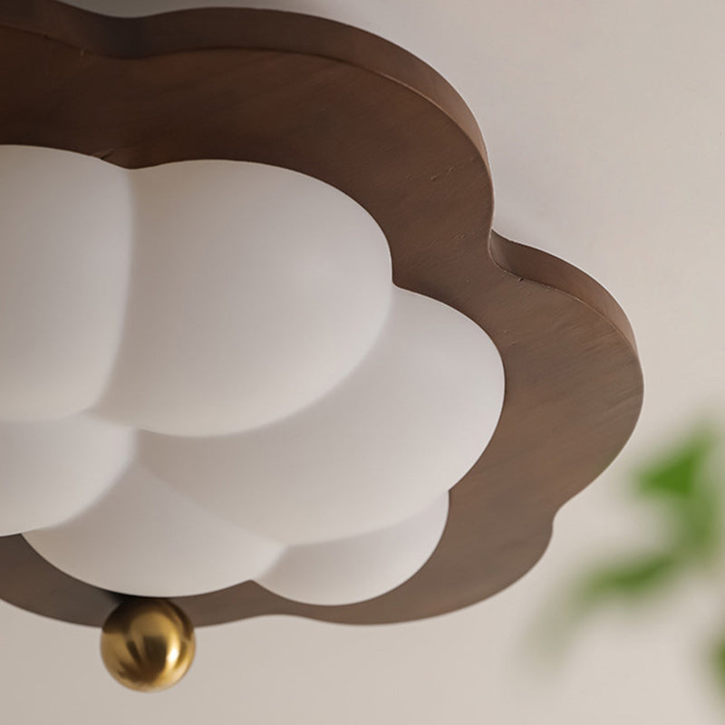 Plafonnier LED en bois massif acrylique fer étoiles nuages vintage traditionnel pour salon 