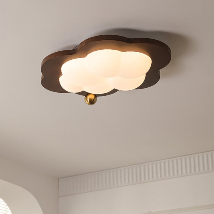 Plafonnier LED en bois massif acrylique fer étoiles nuages vintage traditionnel pour salon 