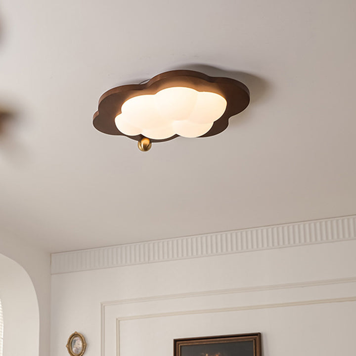 Plafonnier LED en bois massif acrylique fer étoiles nuages vintage traditionnel pour salon 