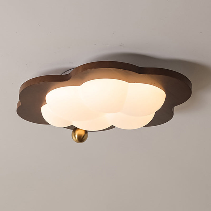 Plafonnier LED en bois massif acrylique fer étoiles nuages vintage traditionnel pour salon 