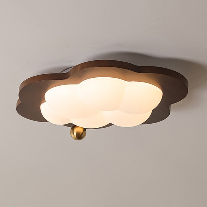 Plafonnier LED en bois massif acrylique fer étoiles nuages vintage traditionnel pour salon 