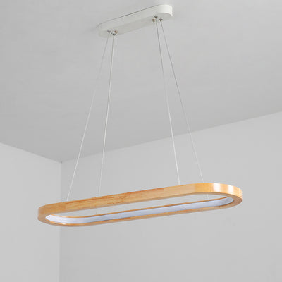 Lustre LED en bois acrylique ovale minimaliste moderne pour salon 