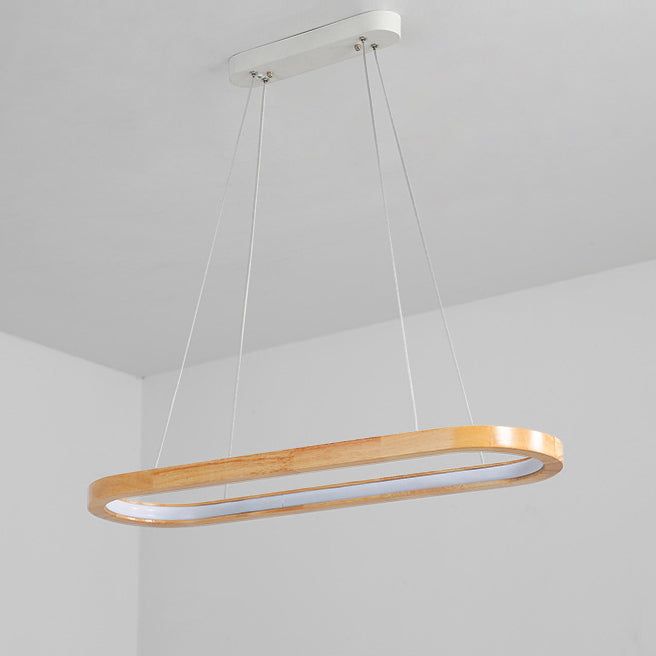 Lustre LED en bois acrylique ovale minimaliste moderne pour salon 