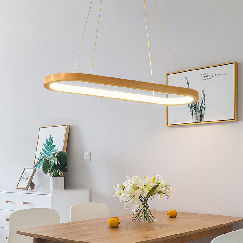 Lustre LED en bois acrylique ovale minimaliste moderne pour salon 