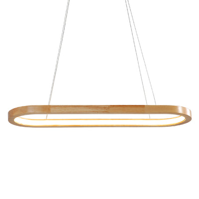 Lustre LED en bois acrylique ovale minimaliste moderne pour salon 