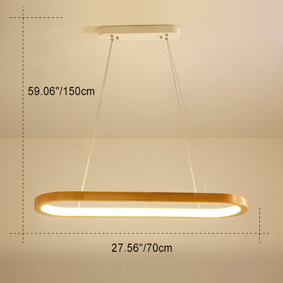Lustre LED en bois acrylique ovale minimaliste moderne pour salon 