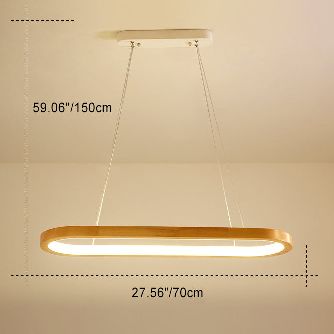 Lustre LED en bois acrylique ovale minimaliste moderne pour salon 