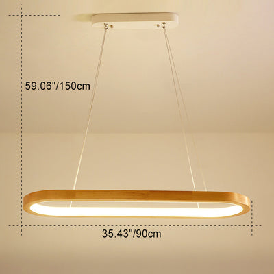 Lustre LED en bois acrylique ovale minimaliste moderne pour salon 