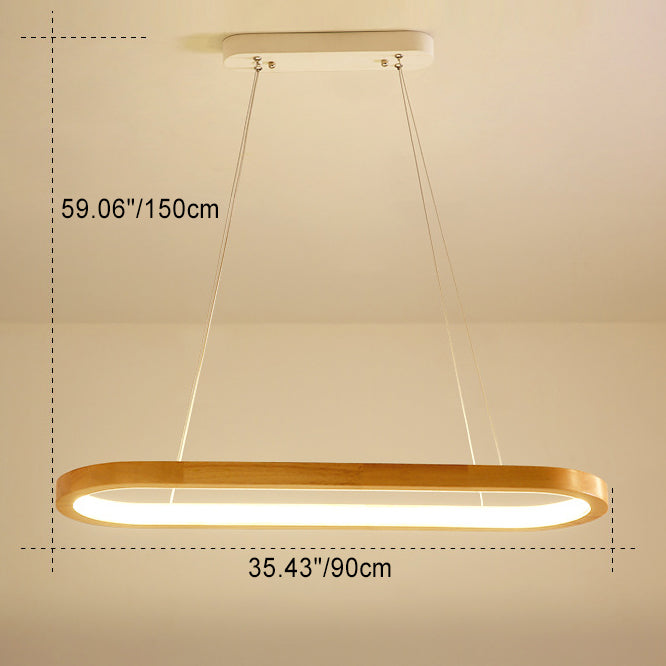 Lustre LED en bois acrylique ovale minimaliste moderne pour salon 