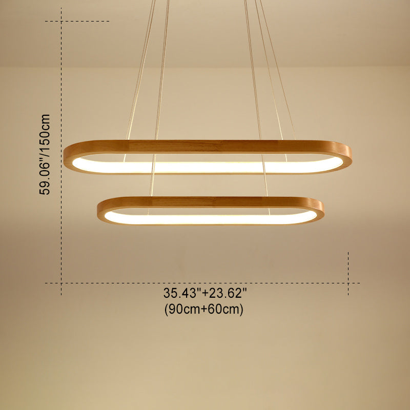 Lustre LED en bois acrylique ovale minimaliste moderne pour salon 
