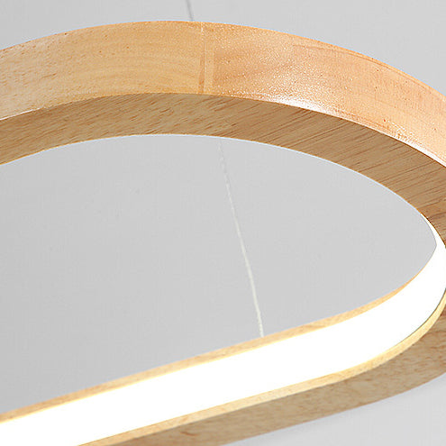 Lustre LED en bois acrylique ovale minimaliste moderne pour salon 