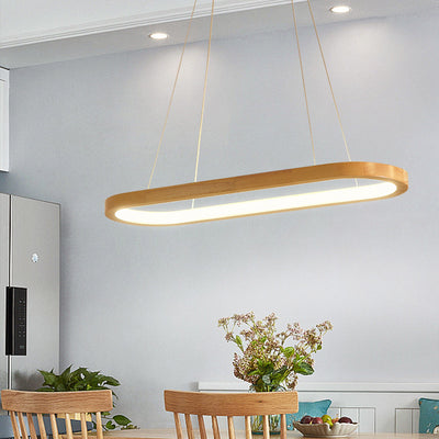 Lustre LED en bois acrylique ovale minimaliste moderne pour salon 
