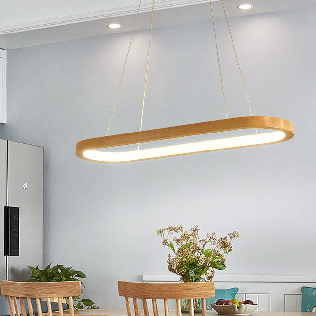 Lustre LED en bois acrylique ovale minimaliste moderne pour salon 