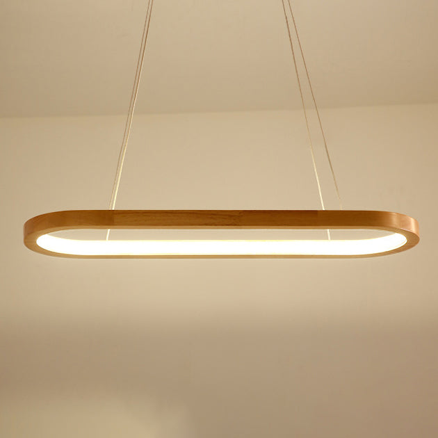 Lustre LED en bois acrylique ovale minimaliste moderne pour salon 