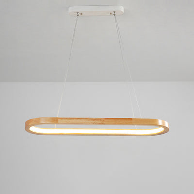 Lustre LED en bois acrylique ovale minimaliste moderne pour salon 