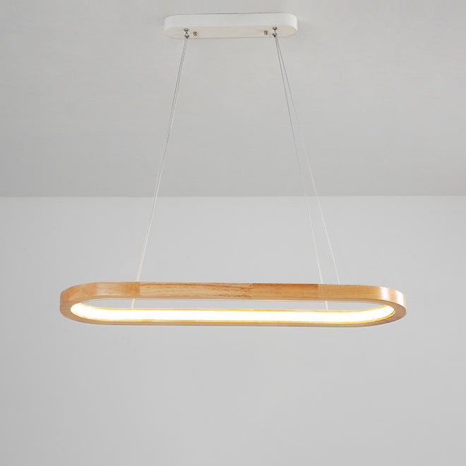 Lustre LED en bois acrylique ovale minimaliste moderne pour salon 