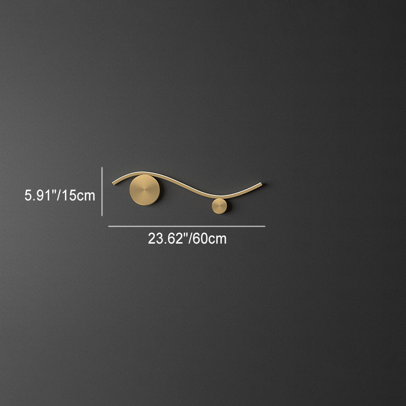 Modern Minimalist Copper Silicone Line Wave Circle LED Wall Sconce Lamp For Hallway