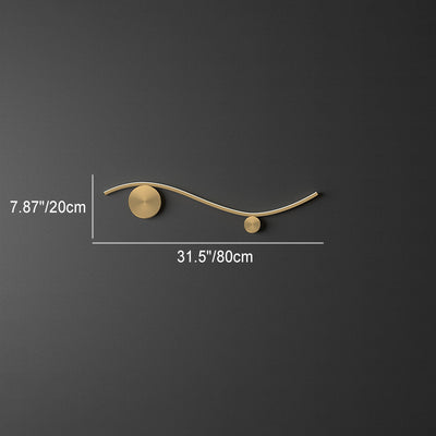 Modern Minimalist Copper Silicone Line Wave Circle LED Wall Sconce Lamp For Hallway