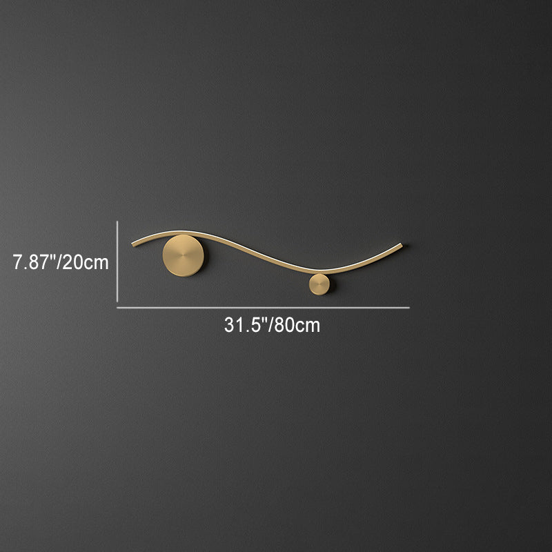 Modern Minimalist Copper Silicone Line Wave Circle LED Wall Sconce Lamp For Hallway