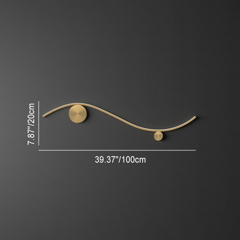 Modern Minimalist Copper Silicone Line Wave Circle LED Wall Sconce Lamp For Hallway