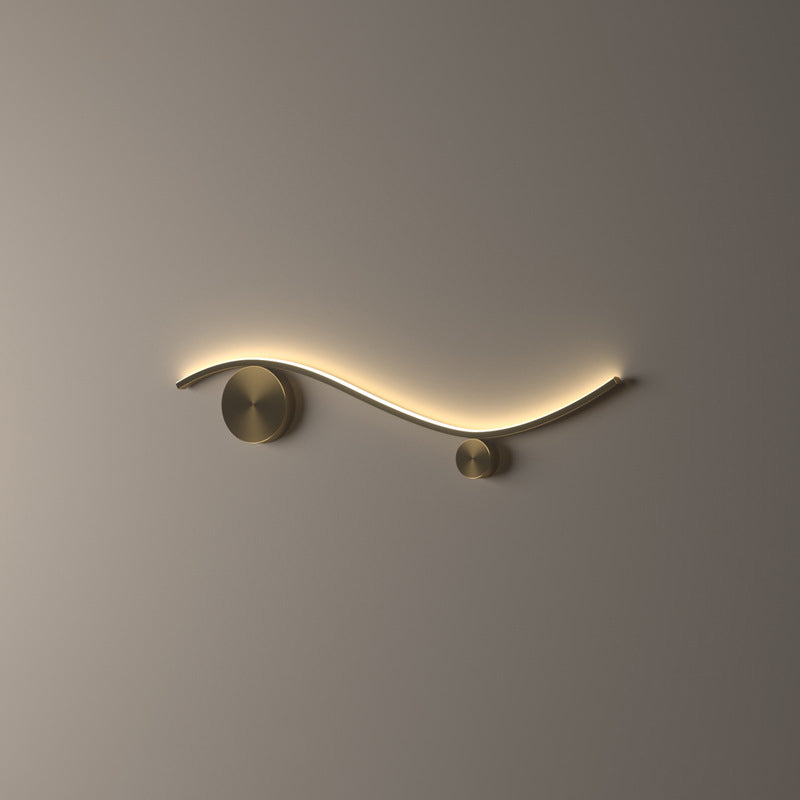 Modern Minimalist Copper Silicone Line Wave Circle LED Wall Sconce Lamp For Hallway