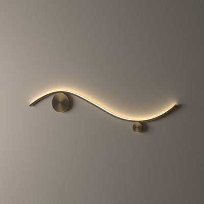 Modern Minimalist Copper Silicone Line Wave Circle LED Wall Sconce Lamp For Hallway