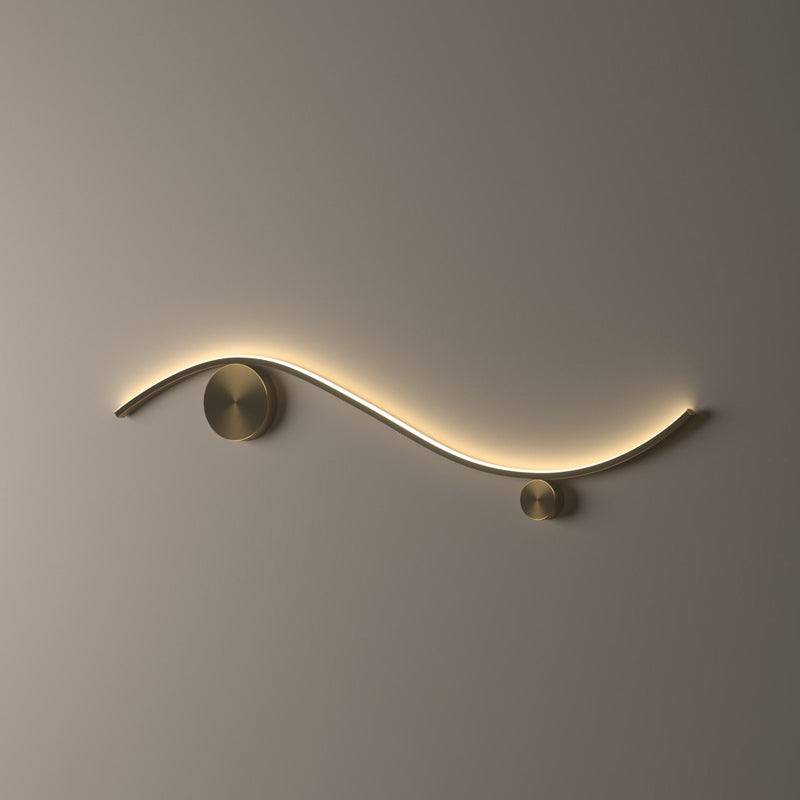 Modern Minimalist Copper Silicone Line Wave Circle LED Wall Sconce Lamp For Hallway