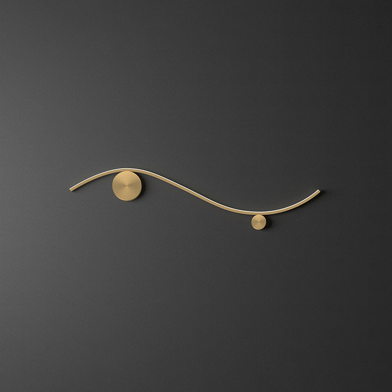 Modern Minimalist Copper Silicone Line Wave Circle LED Wall Sconce Lamp For Hallway