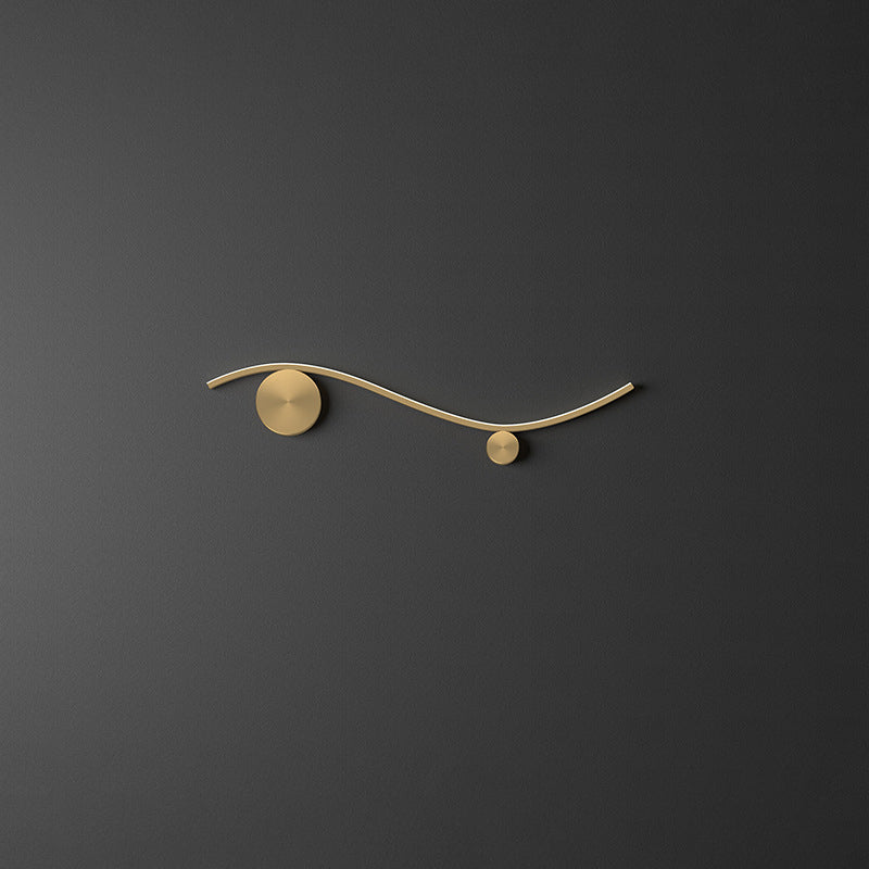 Modern Minimalist Copper Silicone Line Wave Circle LED Wall Sconce Lamp For Hallway