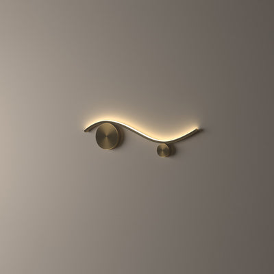 Modern Minimalist Copper Silicone Line Wave Circle LED Wall Sconce Lamp For Hallway