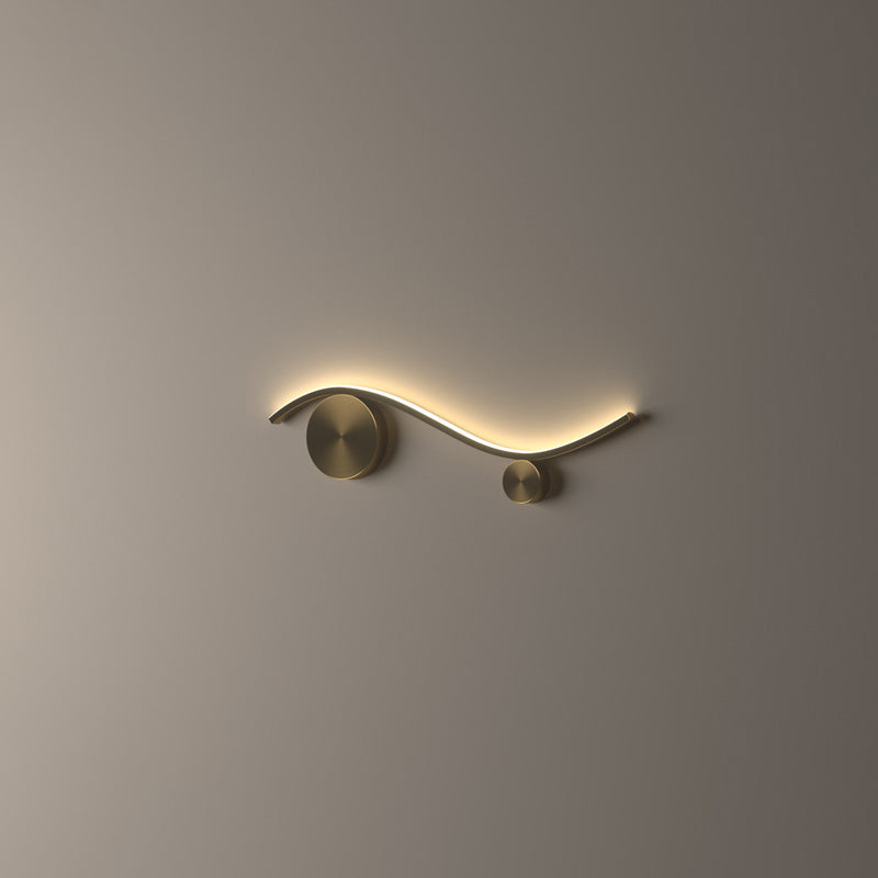Modern Minimalist Copper Silicone Line Wave Circle LED Wall Sconce Lamp For Hallway