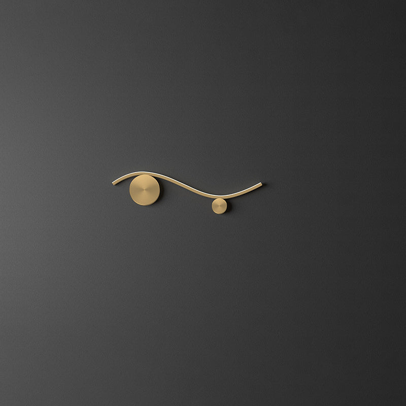 Modern Minimalist Copper Silicone Line Wave Circle LED Wall Sconce Lamp For Hallway
