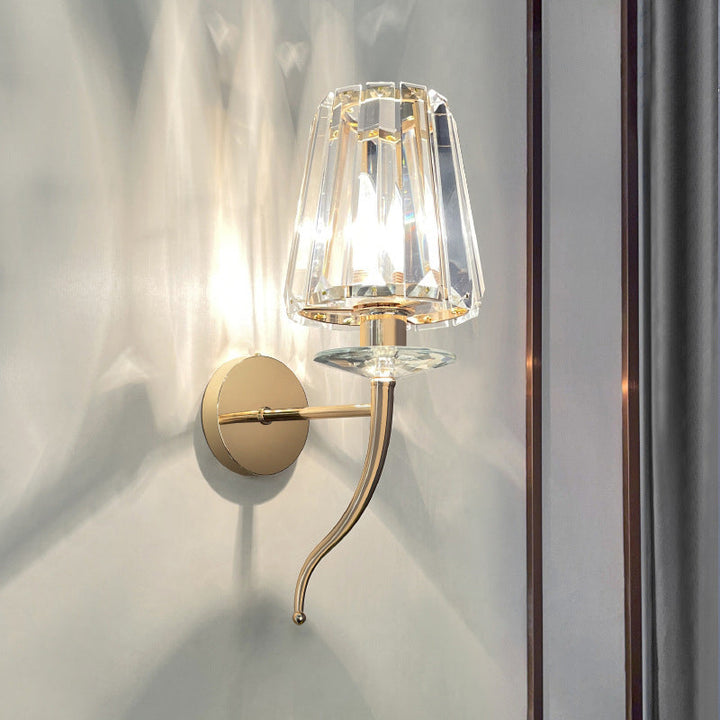 Modern Luxury Metal Iron Stainless Steel Crystal Ball Cylinder 1-Light Wall Sconce Lamp For Bedside
