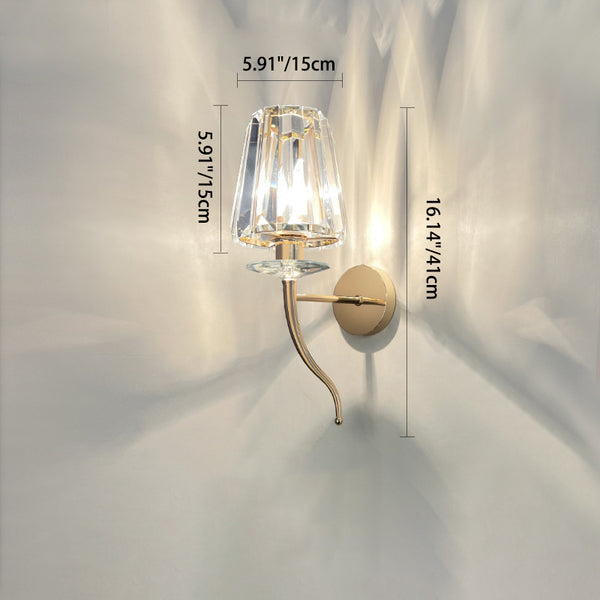Modern Luxury Metal Iron Stainless Steel Crystal Ball Cylinder 1-Light Wall Sconce Lamp For Bedside