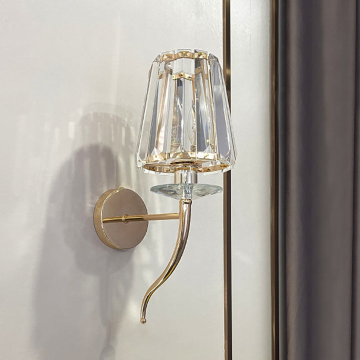 Modern Luxury Metal Iron Stainless Steel Crystal Ball Cylinder 1-Light Wall Sconce Lamp For Bedside